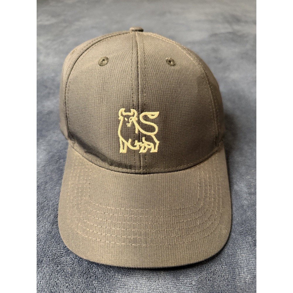 Quake City Caps Vtg Merrill Lynch Strapback Hat Navy Blue Bull Logo